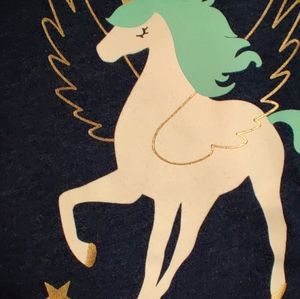 girl's dress,dark blue with unicorn detail
